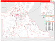 Olympia-Tumwater Metro Area Wall Map Red Line Style